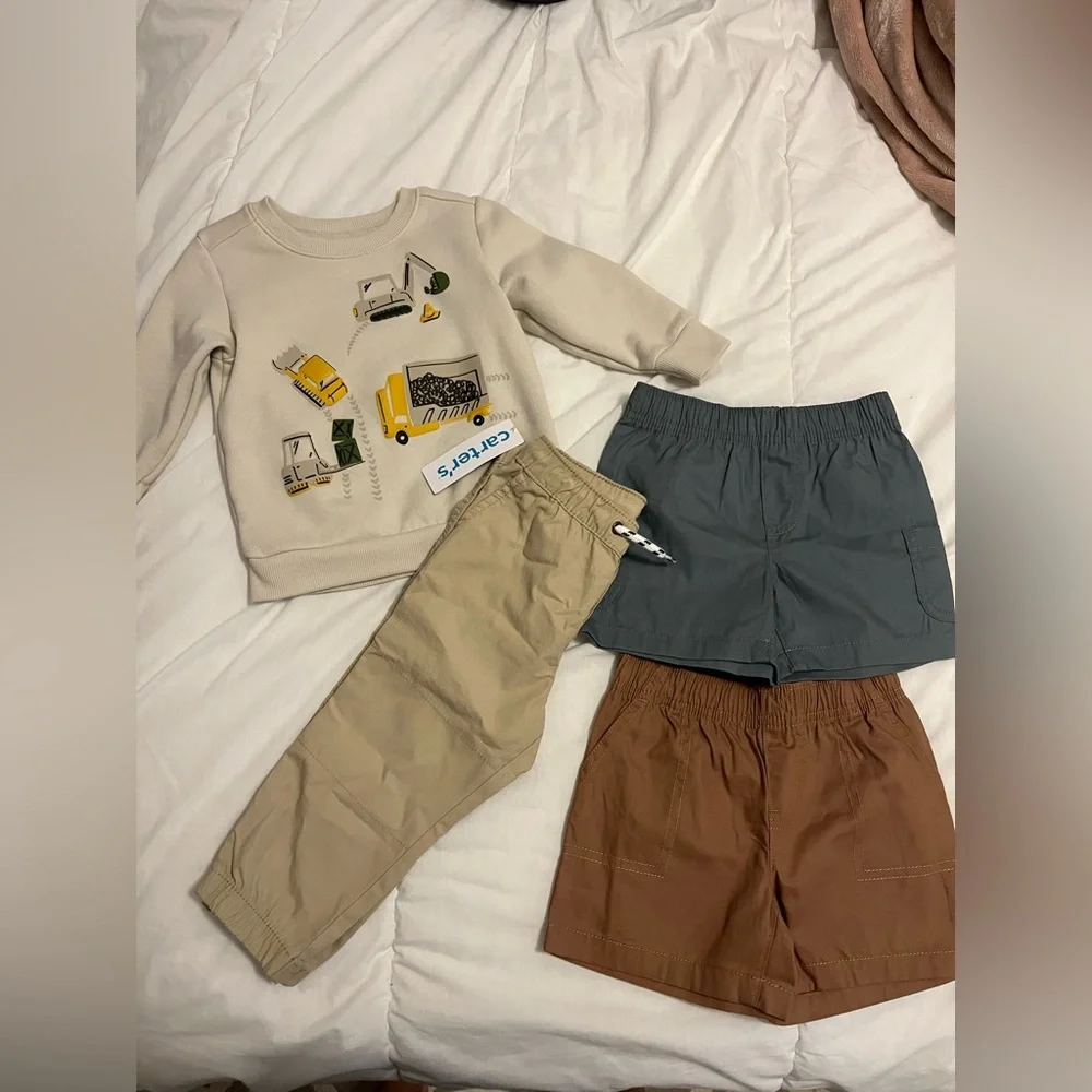 Carter’s Bundle Joggers Sweatshirt Shorts Bulk Set Toddler Baby Boy Construction
